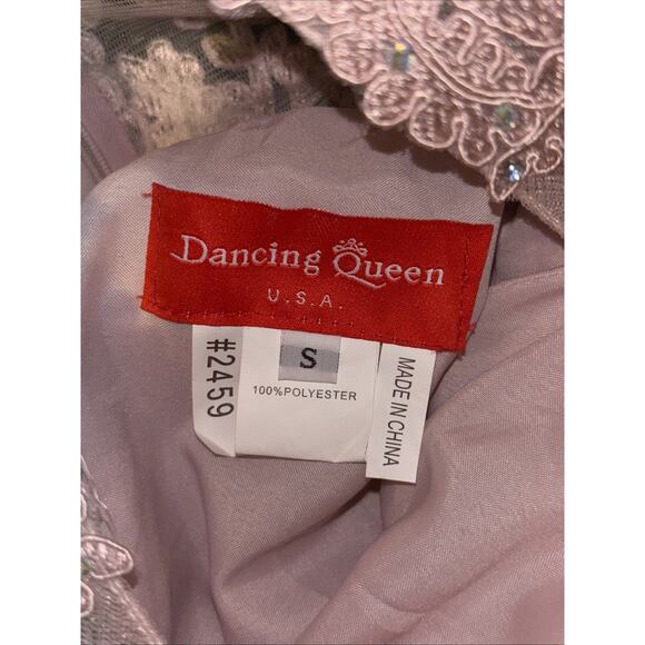 Dancing Queen, Formal Sz Sm Dusty Pink Lace And Rhinestone Bodice With Pockets - Picture 5 of 8